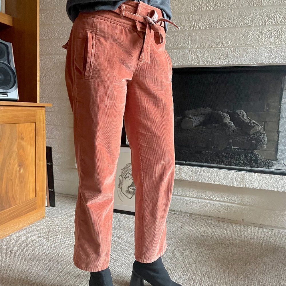 Sundance Emily Cropped Ankle Coral Corduroy Pants Size 4 - Picture 6 of 10